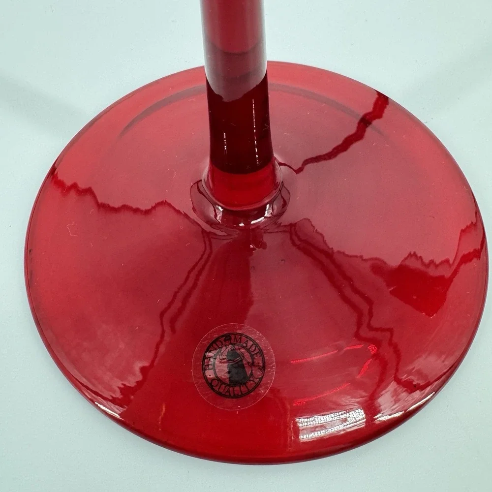 Vintage Ikea Blomster Candlestick Holders Ruby Red Glass 3 Taper Candle 90's